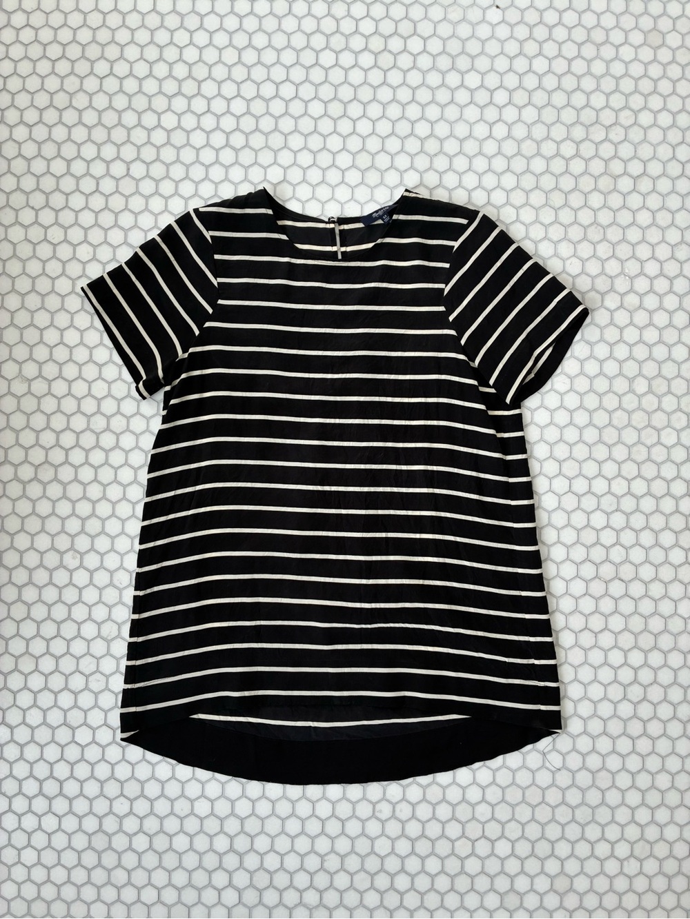 Madewell silk Black & White Striped Short Sleeve Women's Top
